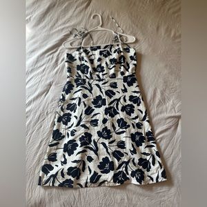 Tie shoulder floral mini dress